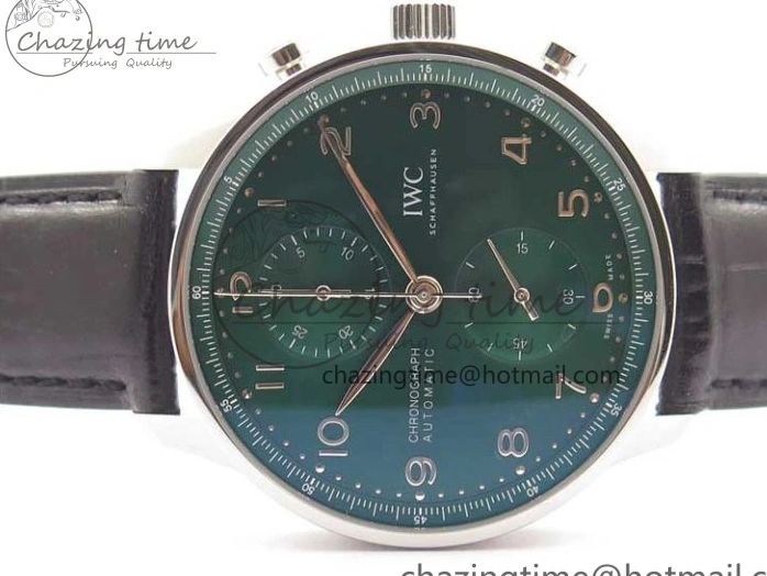 MIROTIME 0520 Elegant Portuguese IW371615 ZF 1:1 Best Edition SS Green Dial on Black Leather Strap A96355 V 7081
